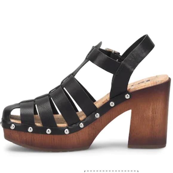 Korks Whitney Wood grain Platform studded details straps buckle Sandal sz 10 NWT - Picture 2 of 9